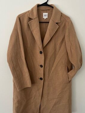 GAP Camel Single-Breasted Wool Blend Trench Coat
